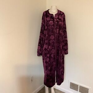 Karen Neuburger Velvet Floral Zipper Robe L NWT